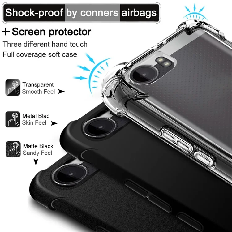 IMAK for Google Pixel 2 Skin Feel Airbag Shockproof TPU Gel Cover + Screen Protector - Metal Black