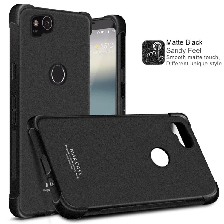 IMAK for Google Pixel 2 Skin Feel Airbag Shockproof TPU Mobile Cover + Screen Protector - Matte Black