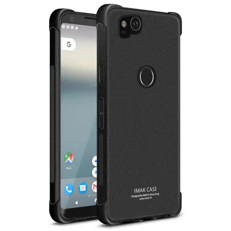IMAK for Google Pixel 2 Skin Feel Airbag Shockproof TPU Mobile Cover + Screen Protector - Matte Black