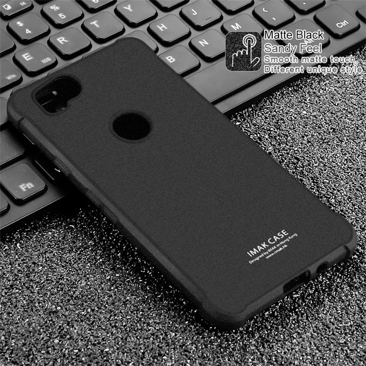 IMAK for Google Pixel 2 Skin Feel Airbag Shockproof TPU Mobile Cover + Screen Protector - Matte Black