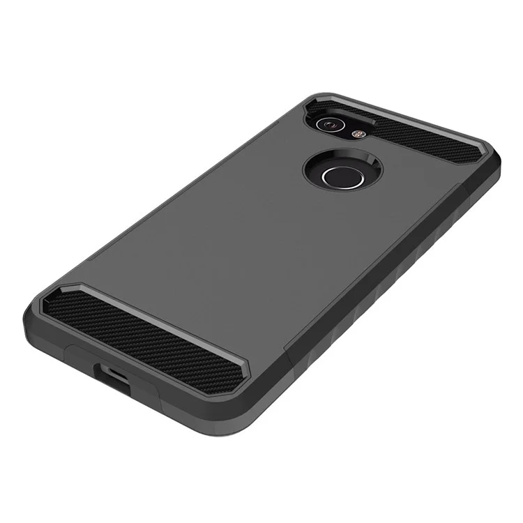 Carbon Fiber Texture PC + TPU Hybrid Cell Phone Cover for Google Pixel 2 XL - Black