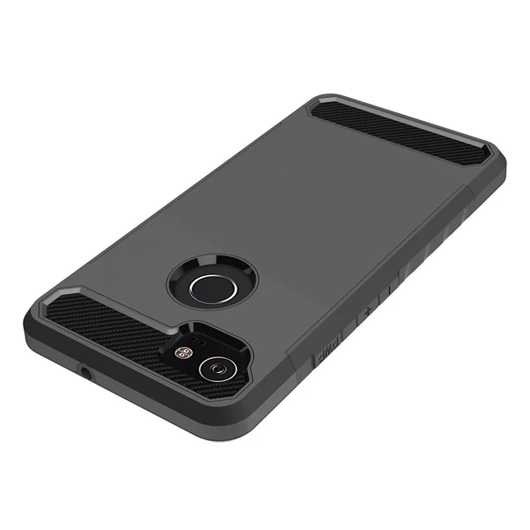 Carbon Fiber Texture PC + TPU Hybrid Cell Phone Cover for Google Pixel 2 XL - Black