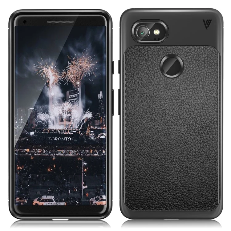 LENUO Litchi Skin TPU Mobile Phone Case for Google Pixel 2 XL/XL2 - Black