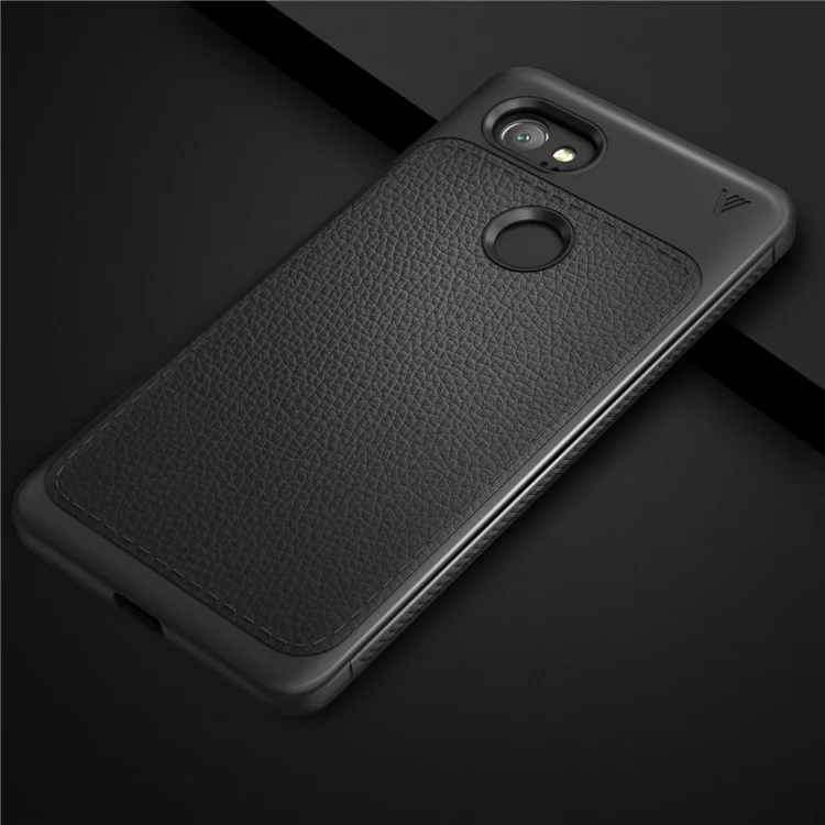 LENUO Litchi Skin TPU Mobile Phone Case for Google Pixel 2 XL/XL2 - Black