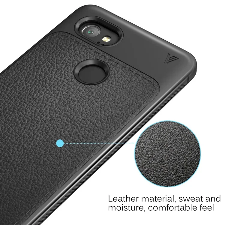 LENUO Litchi Skin TPU Mobile Phone Case for Google Pixel 2 XL/XL2 - Black