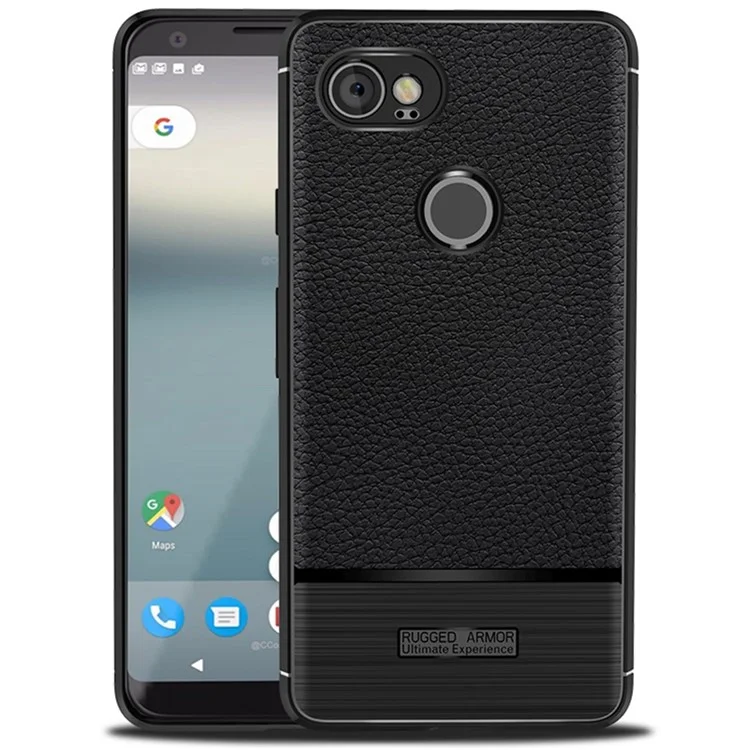 Litchi Texture TPU Phone Accessory Shell for Google Pixel 2 XL / XL2 - Black