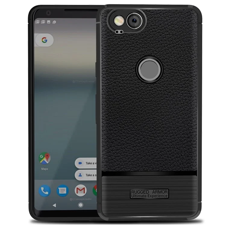 Litchi Texture TPU Phone Accessory Shell for Google Pixel 2 - Black