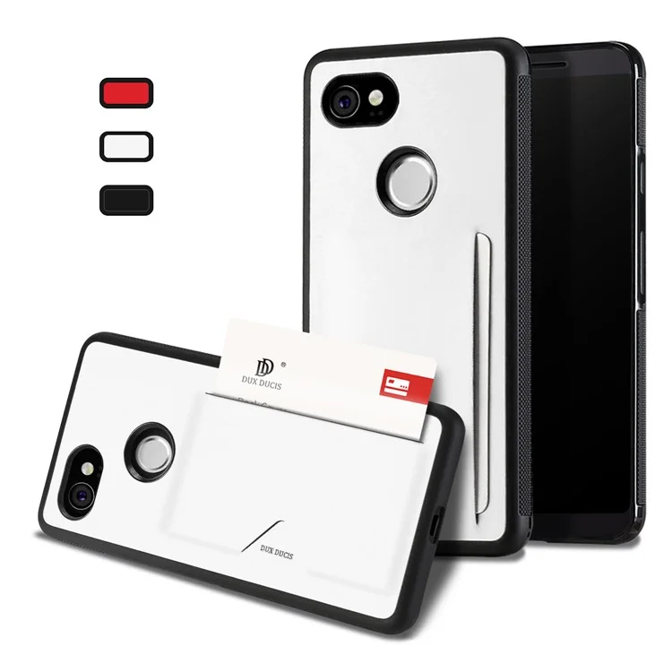 DUX DUCIS Pocard Series Card Pocket PU Leather Coated TPU Shell Case for Google Pixel 2 XL/XL2 - White