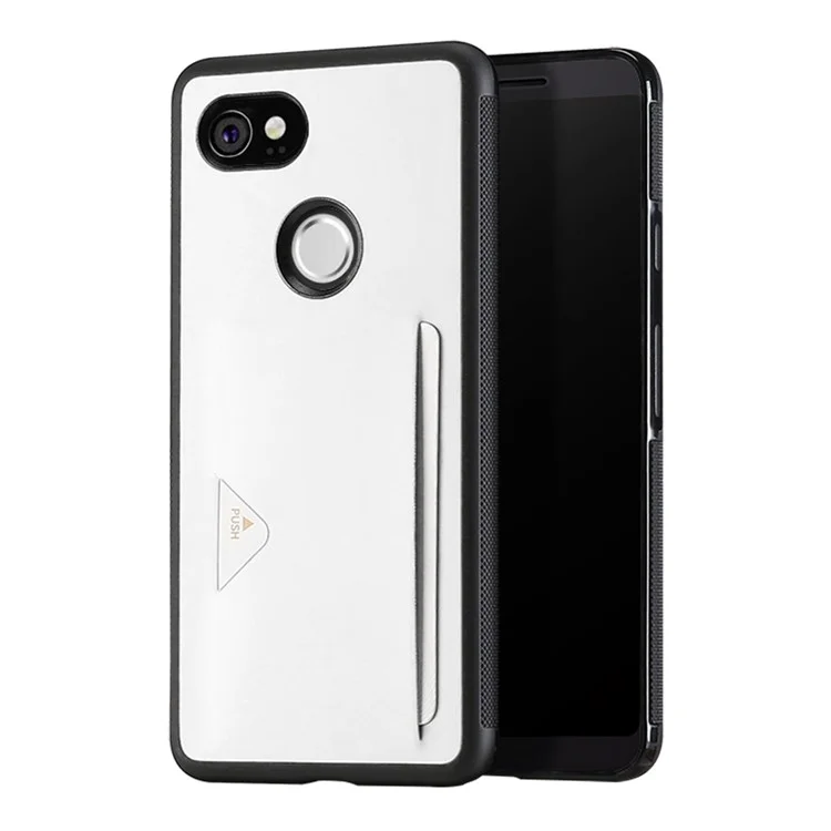 DUX DUCIS Pocard Series Card Pocket PU Leather Coated TPU Shell Case for Google Pixel 2 XL/XL2 - White