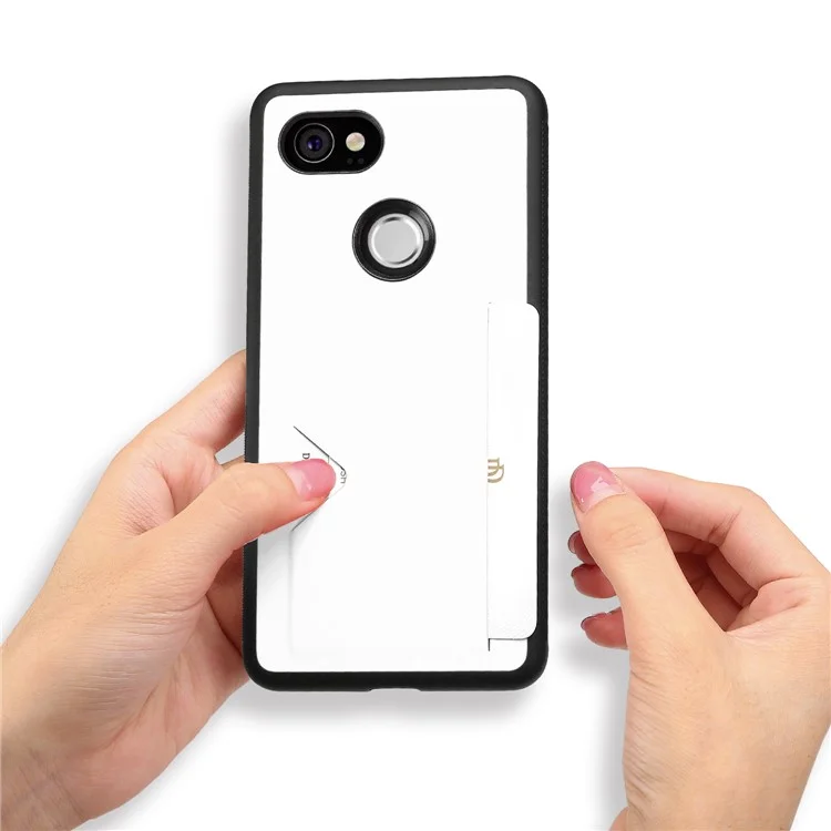 DUX DUCIS Pocard Series Card Pocket PU Leather Coated TPU Shell Case for Google Pixel 2 XL/XL2 - White