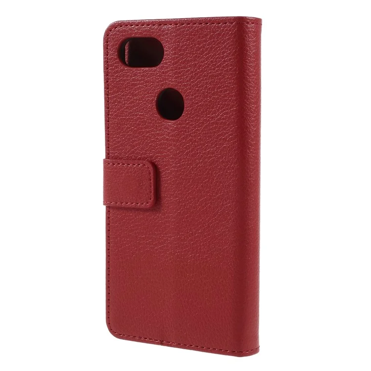 Litchi Texture Wallet Stand Magnetic Leather Mobile Phone Case for Google Pixel 3 - Red