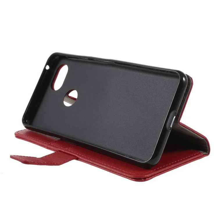 Litchi Texture Wallet Stand Magnetic Leather Mobile Phone Case for Google Pixel 3 - Red