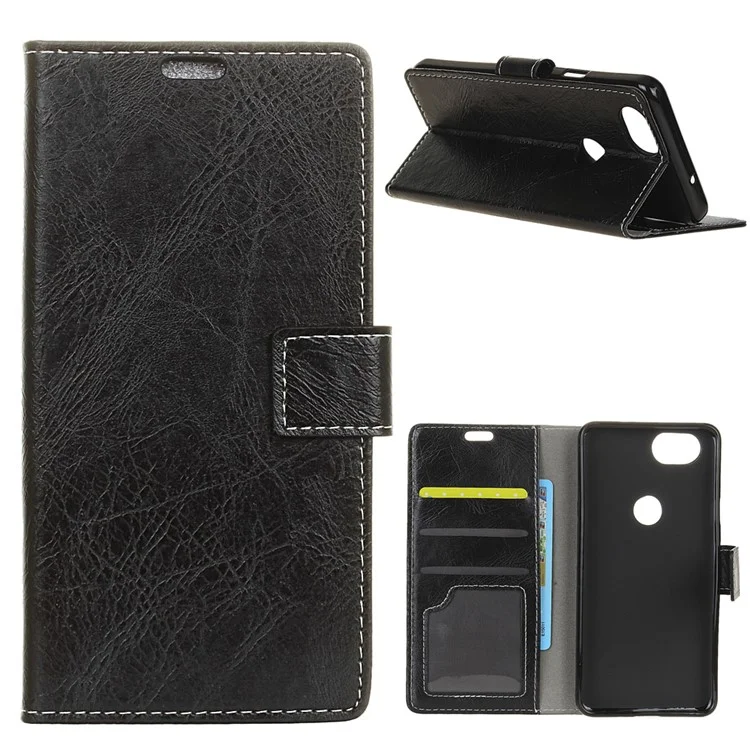 For Google Pixel 3 Vintage Crazy Horse Wallet Leather Phone Case - Black