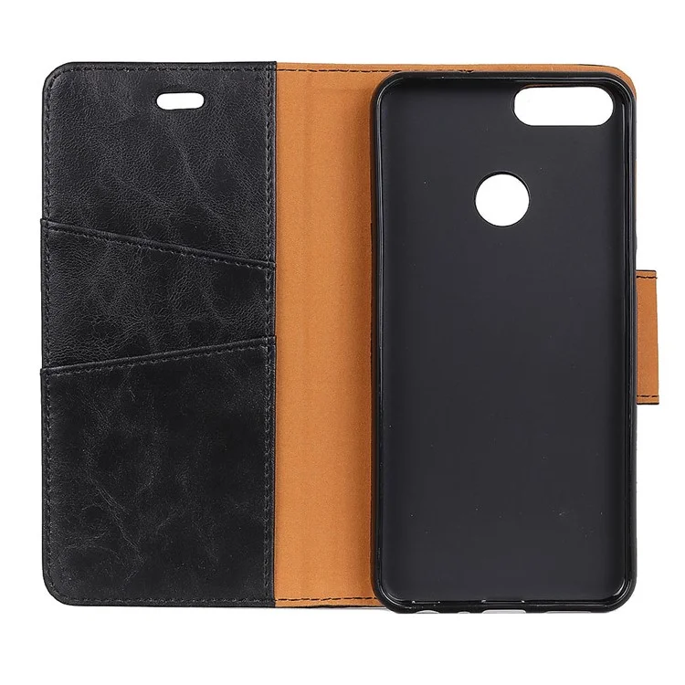 Crazy Horse Texture Split Leather Wallet Stand Phone Case for Google Pixel 3 - Black