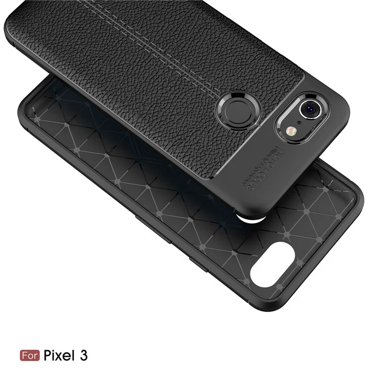 Litchi Texture TPU Case for Google Pixel 3 - Black