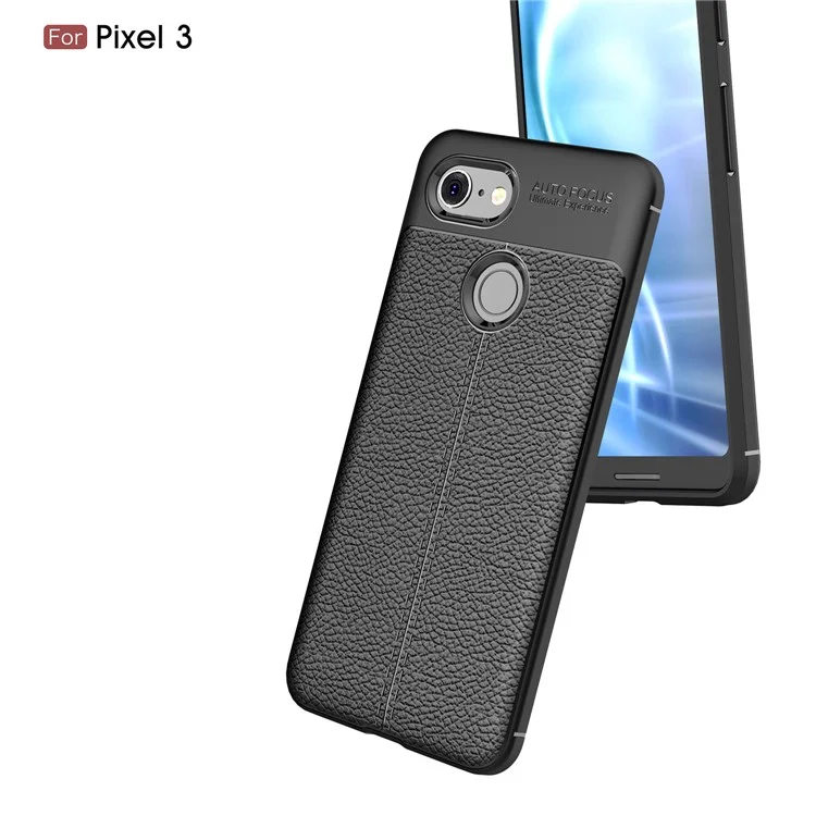 Litchi Texture TPU Case for Google Pixel 3 - Black