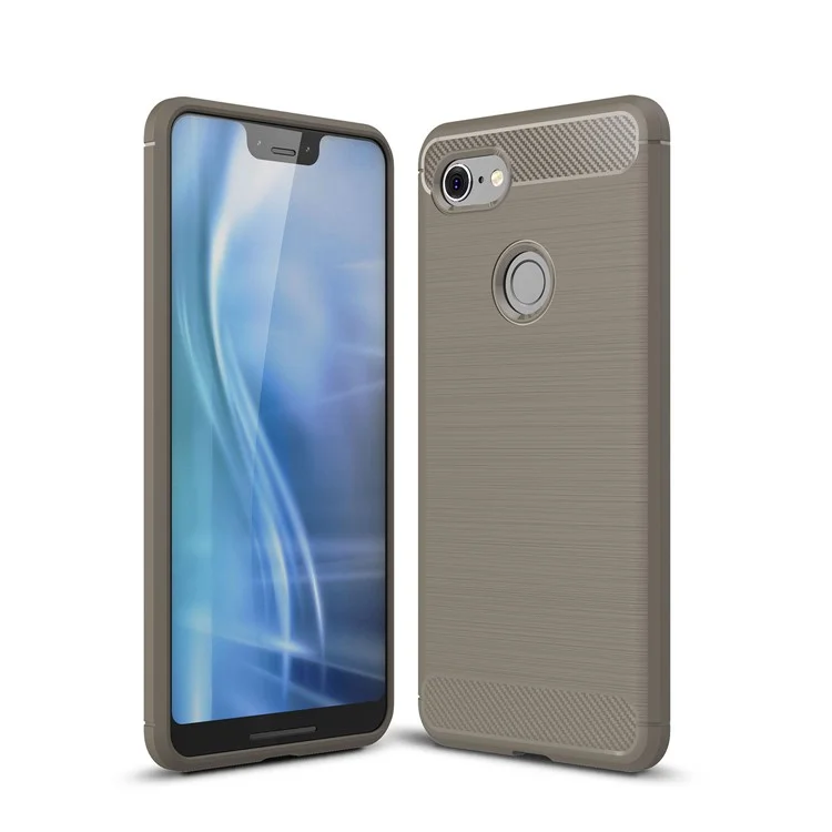 Carbon Fibre Brushed TPU Back Case for Google Pixel 3 XL - Grey