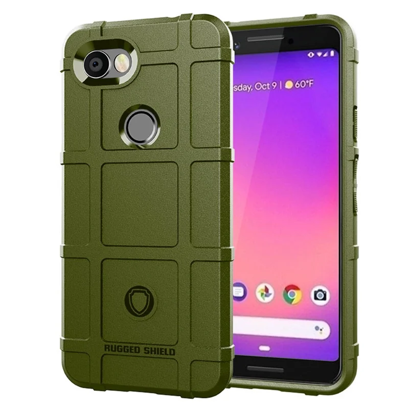Anti-shock Square Grid Texture Soft TPU Phone Shell for Google Pixel 3a - Army Green