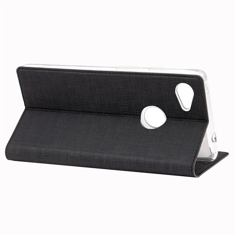 VILI DMX Cross Texture Leather Stand Case with Card Slot for Google Pixel 3a XL - Black