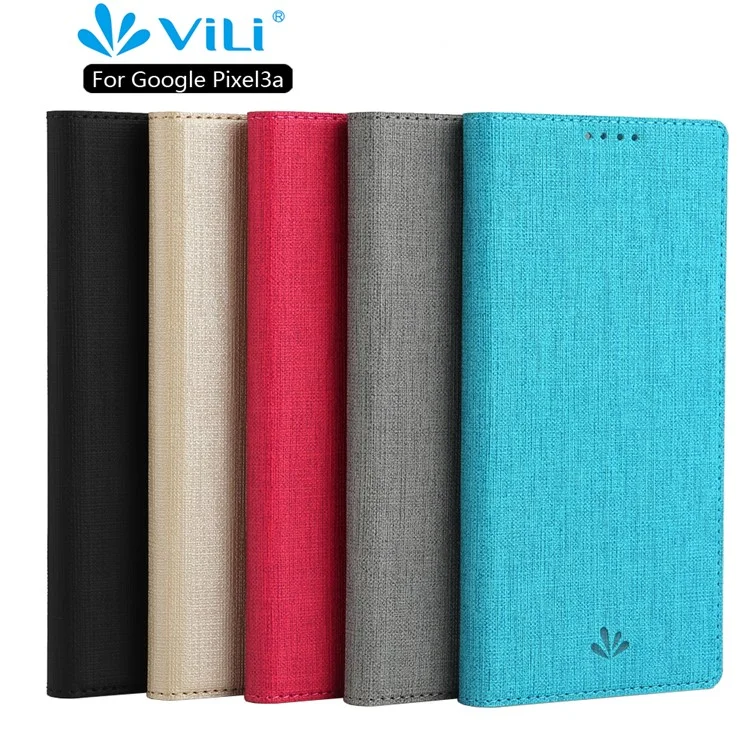 VILI DMX Capa de Couro com Textura Cruzada e Slot para Cartão para Google Pixel 3a - Preto