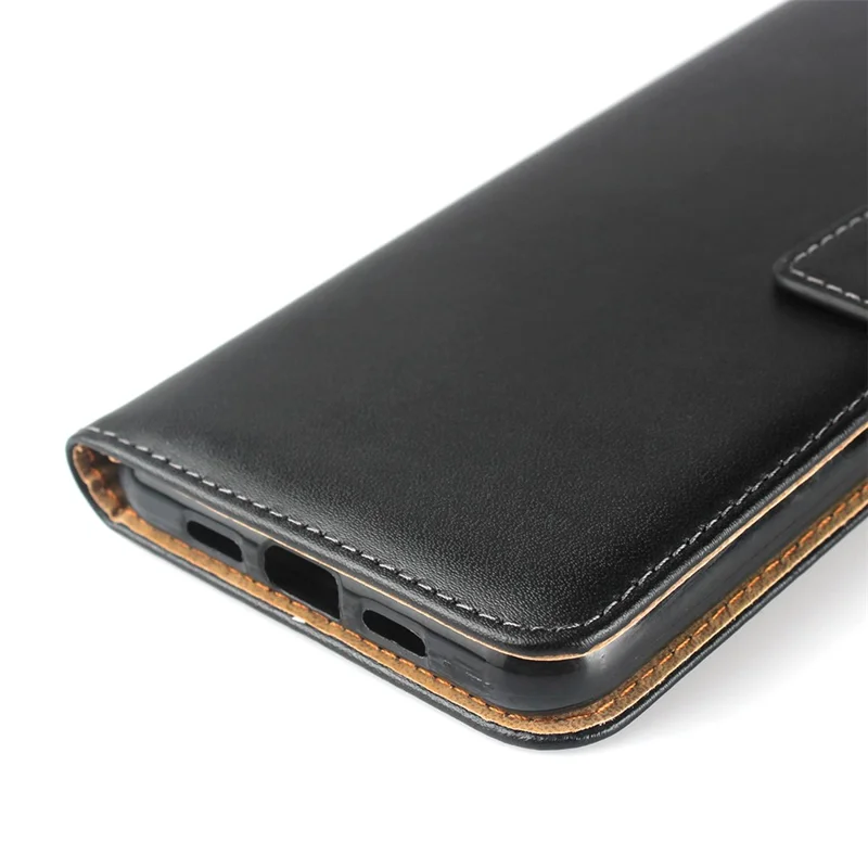 Genuine Leather Phone Shell with Stand for Google Pixel 3a - Black