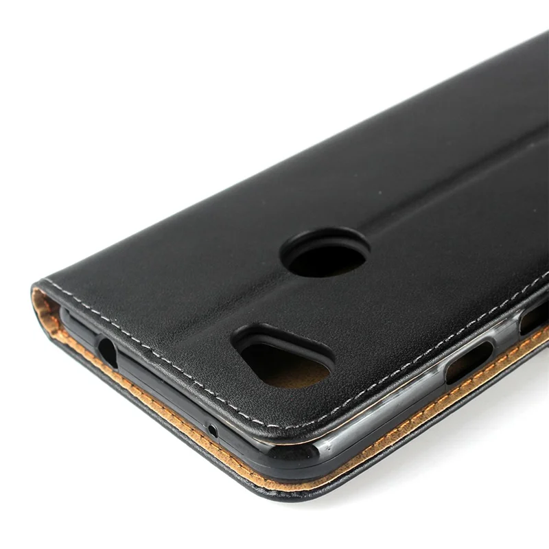 Genuine Leather Phone Shell with Stand for Google Pixel 3a - Black