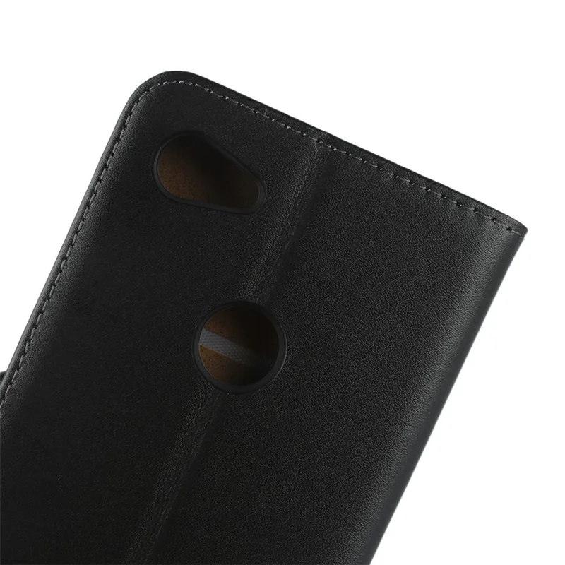 Genuine Leather Phone Shell with Stand for Google Pixel 3a - Black