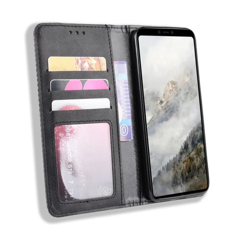 Auto-absorbed Vintage Style PU Leather Wallet Phone Shell Case for Google Pixel 4 - Black