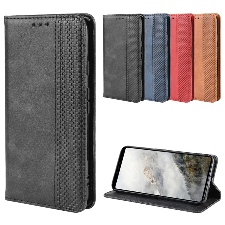 Auto-absorbé de Style Vintage pu le Cuir Portefeuille Case de Coquille de Téléphone Pour Google Pixel 4 - le Noir