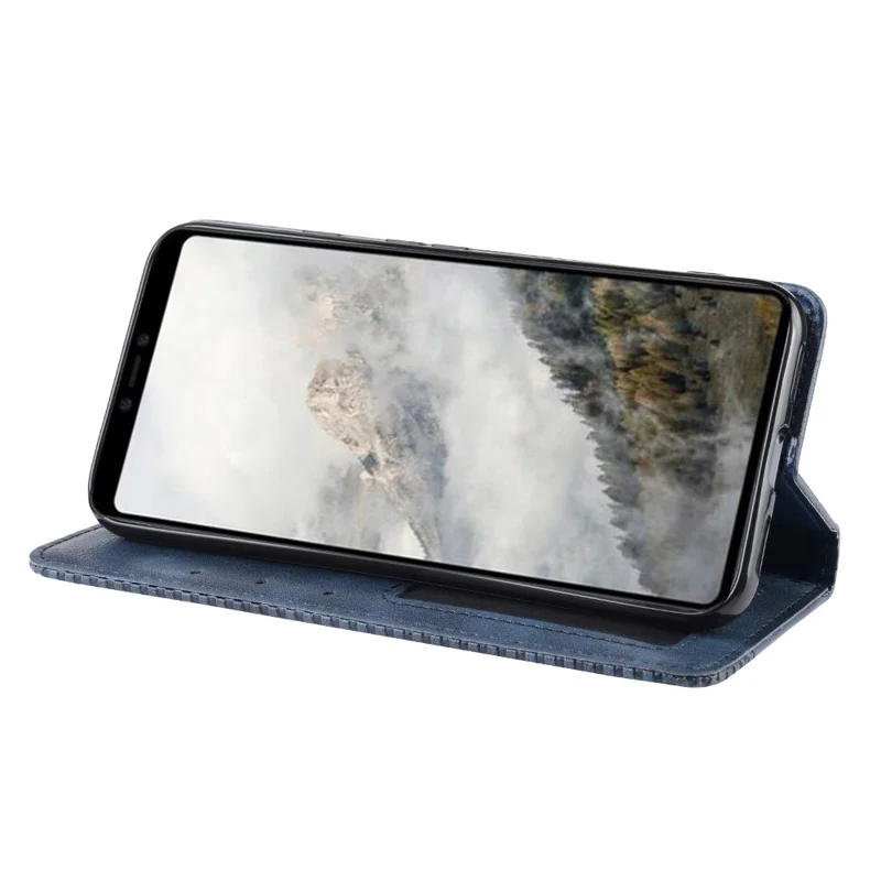 Auto-absorbed Vintage Style PU Leather Wallet Phone Shell Case for Google Pixel 4 - Blue