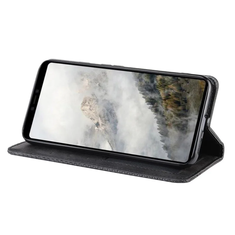 Auto-absorbed Vintage Style PU Leather Wallet Cover Case for Google Pixel 4 XL - Black