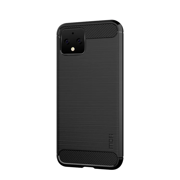 Texture in Fibra di Carbonio Mofi Custodia TPU Spazzolata Per Google Pixel 4 - Nero