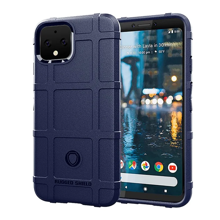 Anti-shock Square Grid Texture TPU Back Case for Google Pixel 4 - Blue