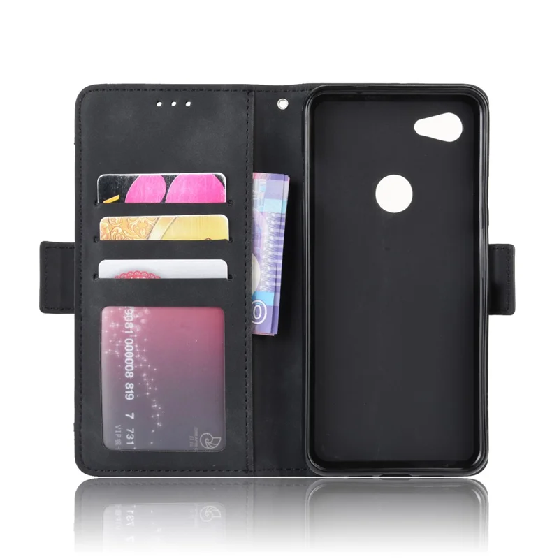 PU Leather Phone Case Covering with Many Card Slots for Google Pixel 3a - Black
