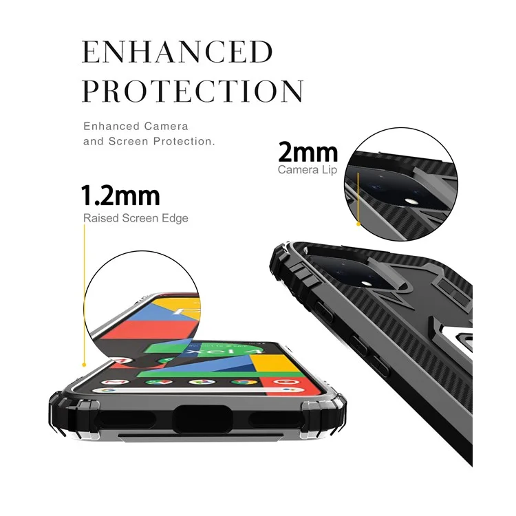 Finger Ring Kickstand Anti-drop TPU Case for Google Pixel 4 - Black