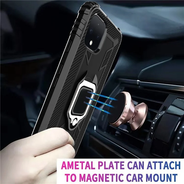 Finger Ring Kickstand Anti-drop TPU Case for Google Pixel 4 - Black