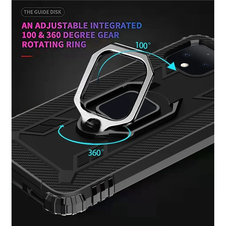 Finger Ring Kickstand Anti-drop TPU Case for Google Pixel 4 - Black