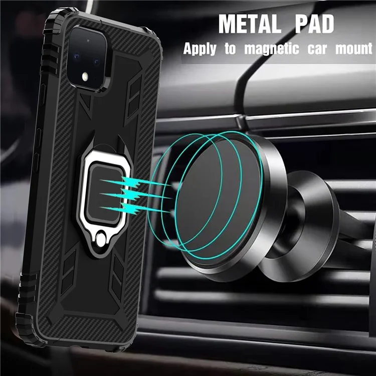 Finger Ring Kickstand Anti-drop TPU Case for Google Pixel 4 - Black