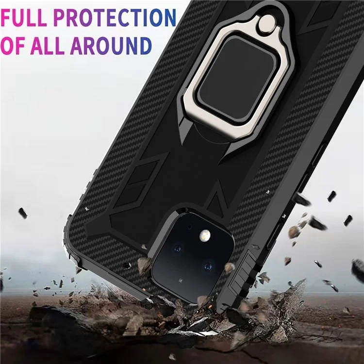 Finger Ring Kickstand Anti-drop TPU Case for Google Pixel 4 - Black