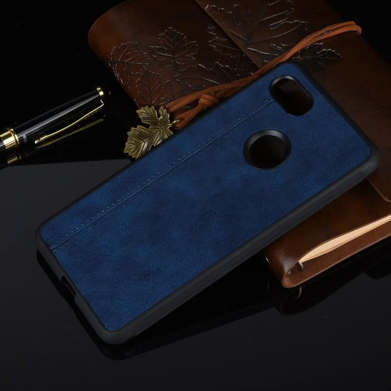 Leather Coated PC + TPU Cell Phone Case for Google Pixel 3 - Blue