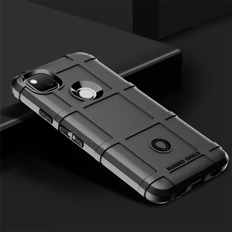 Coque de téléphone Rugged Shield Square Grid Texture TPU antichoc pour Google Pixel 4A - Noir