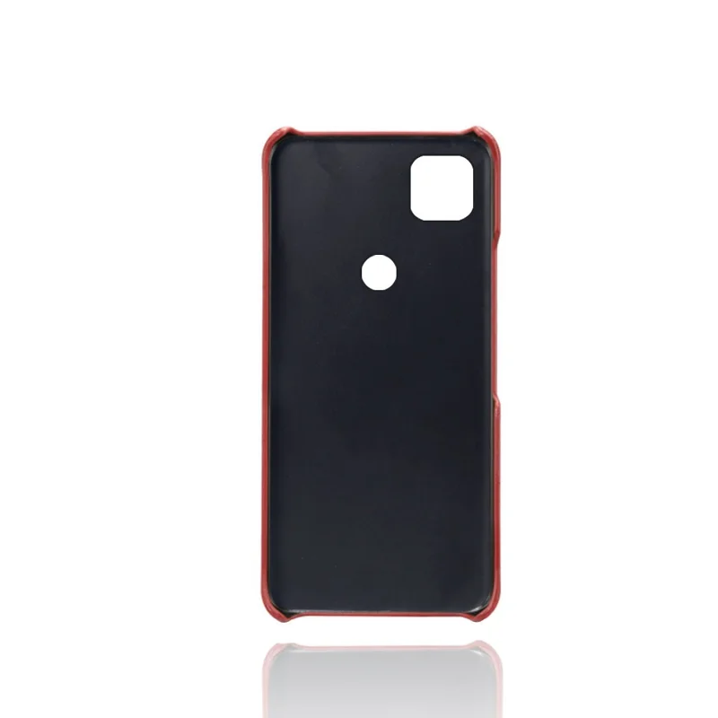 PU Leather Coated PC Double Card Slots Cell Phone Cover for Google Pixel 4a 4G - Red