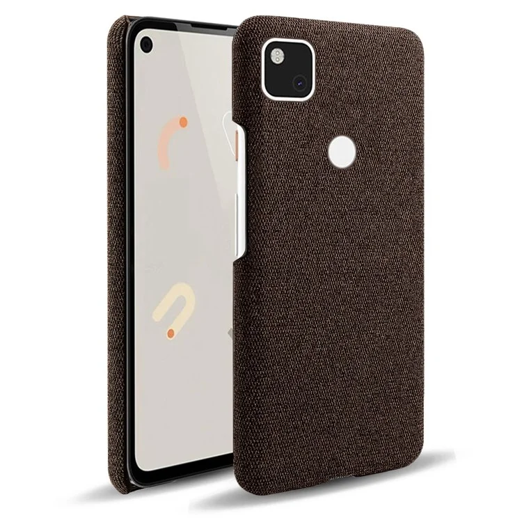 KSQ para Google Pixel 4a Capa Protetora Dura PC Revestida de Tecido Suave Resistente a Choques - Marrom