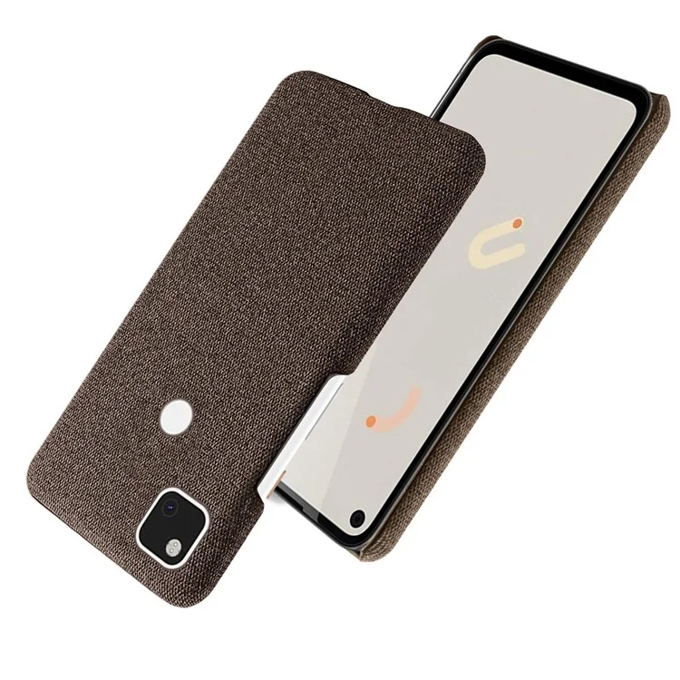 KSQ para Google Pixel 4a Capa Protetora Dura PC Revestida de Tecido Suave Resistente a Choques - Marrom