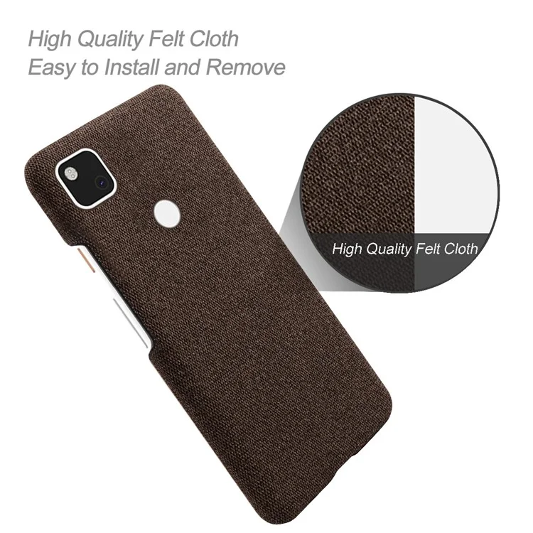 KSQ para Google Pixel 4a Capa Protetora Dura PC Revestida de Tecido Suave Resistente a Choques - Marrom