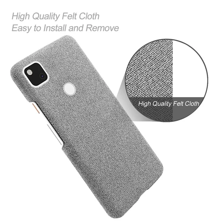 KSQ pour Google Pixel 4a Soft Cloth Coated Hard PC Shockproof Protective Cover - Light Grey
