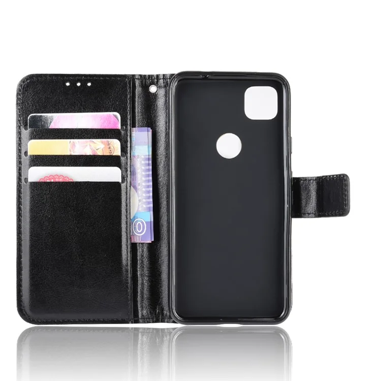 Crazy Horse Skin pu Leather Wallet Mobile Phone Shell Pour Google Pixel 4a - le Noir