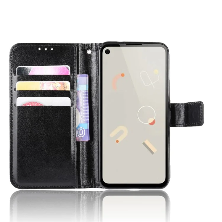 Crazy Horse Skin pu Leather Wallet Mobile Phone Shell Pour Google Pixel 4a - le Noir
