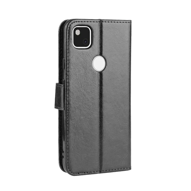 Crazy Horse Skin pu Leather Wallet Mobile Phone Shell Pour Google Pixel 4a - le Noir
