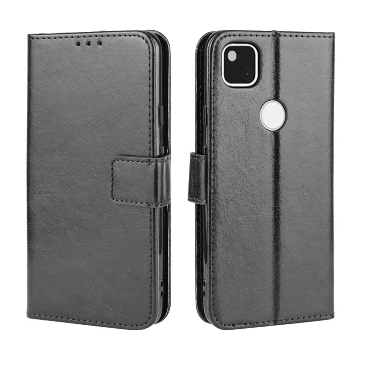 Crazy Horse Skin pu Leather Wallet Mobile Phone Shell Pour Google Pixel 4a - le Noir